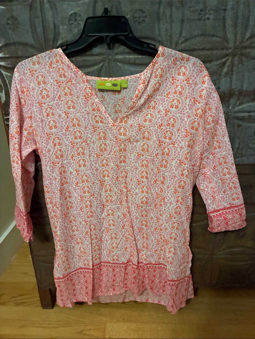 Rock Flower Paper Light Pink Printed V-Neck Women’s Top